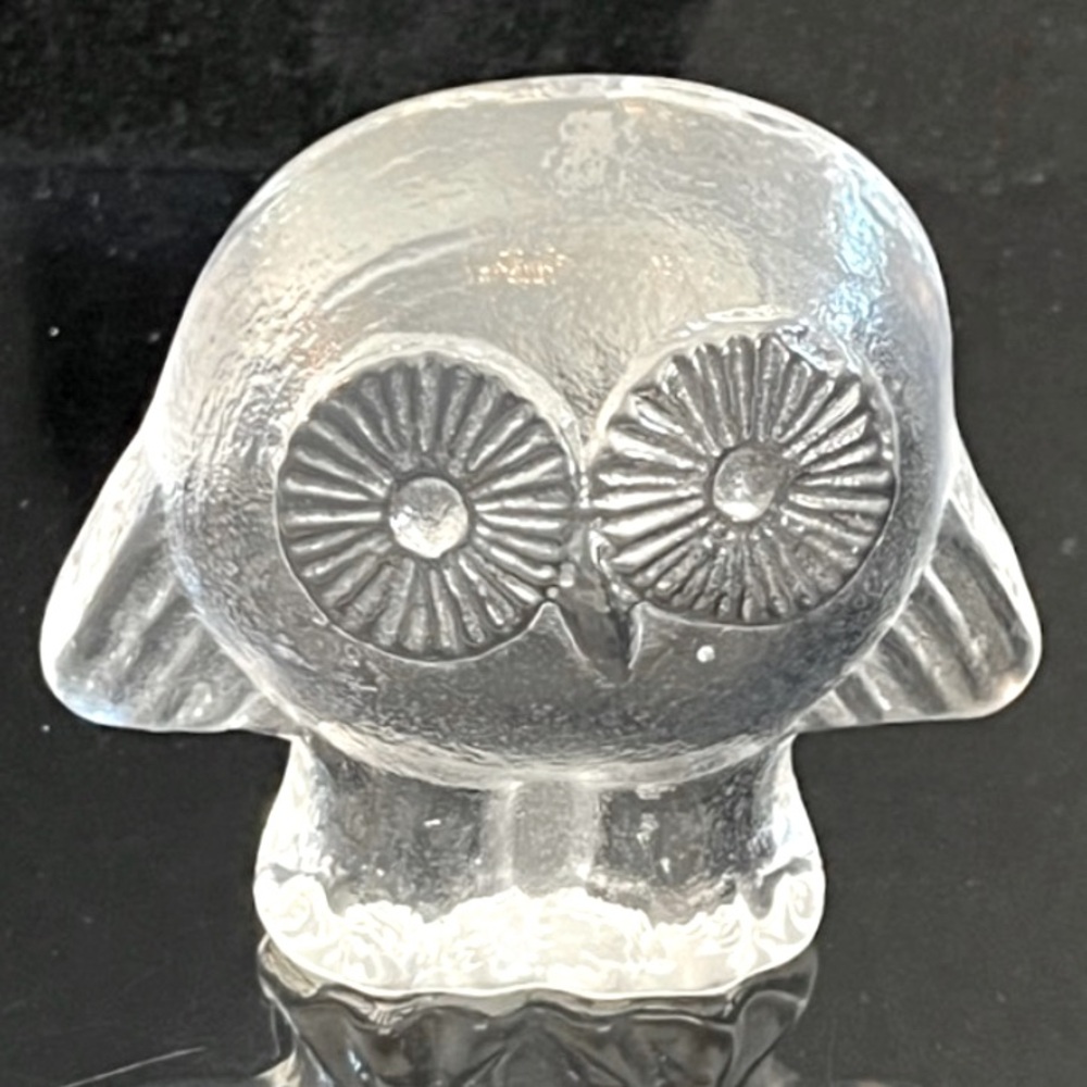 LISA LARSON Glass Crystal OWL Ppwt Animals In Freedom Royal Krona SWEDEN Vintage